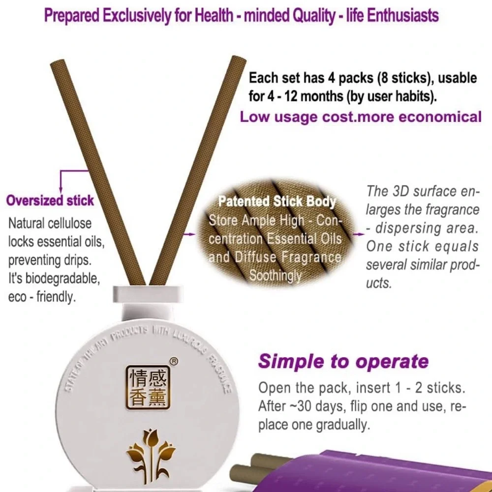 Essential Oil Scented Reed Diffuser Pure Essential Oils NO CHEMICALS Liquidless